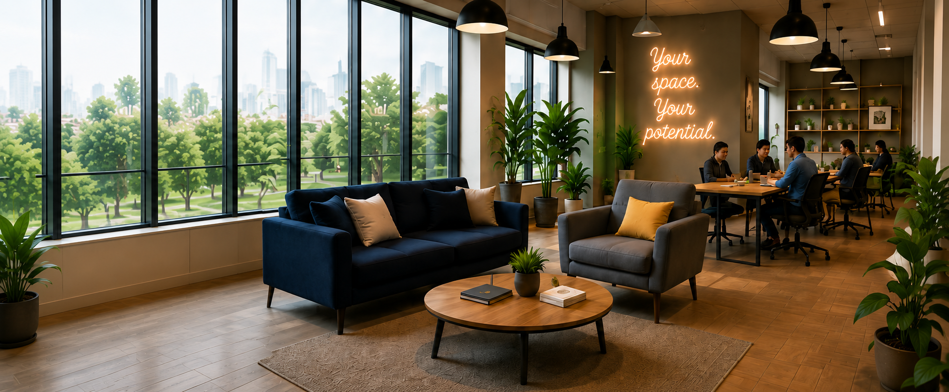 Modern active office hub lounge