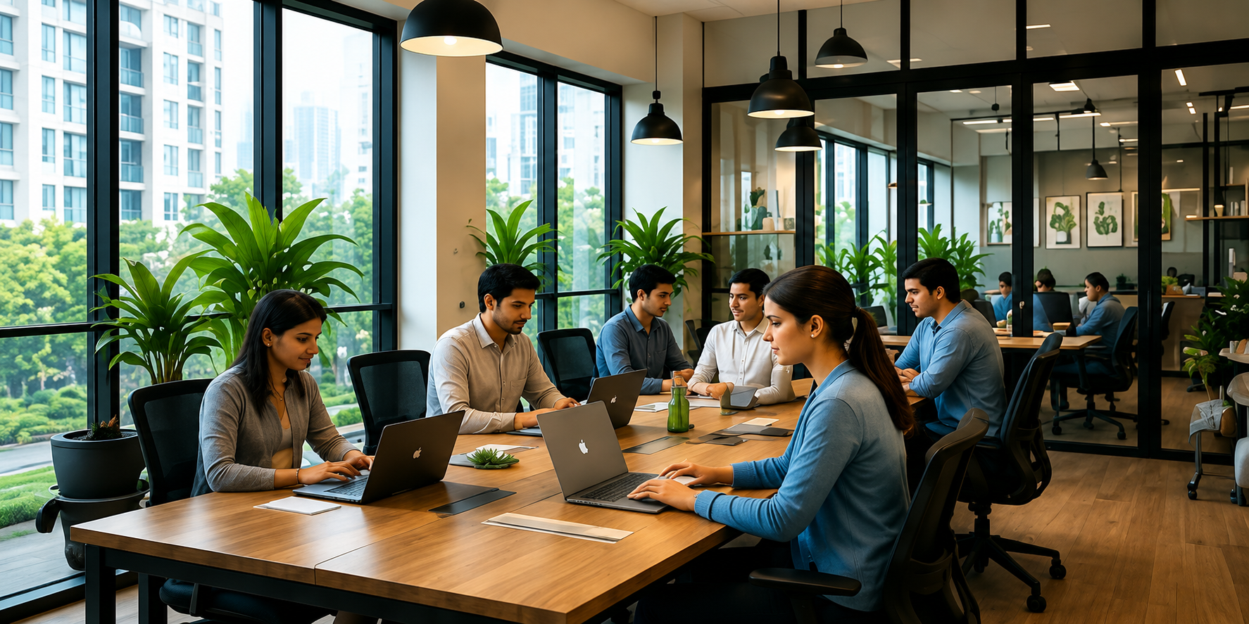 People meeting in structured adaptive boardroom